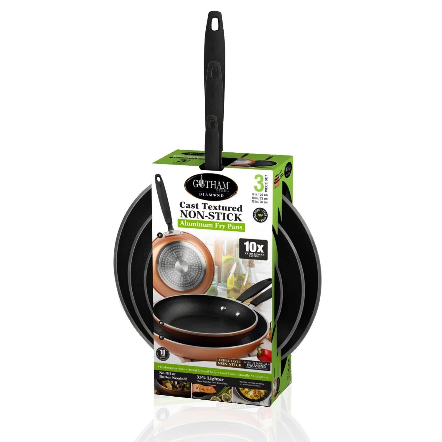 3-Piece Copper Nonstick Frying Pan Set J519101