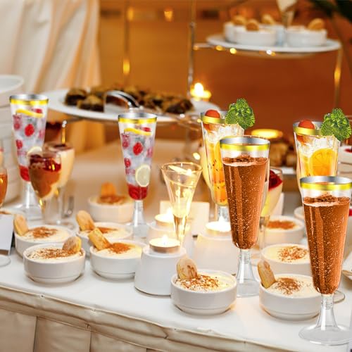 40 Pcs Gold Glitter Plastic Champagne Flutes P591