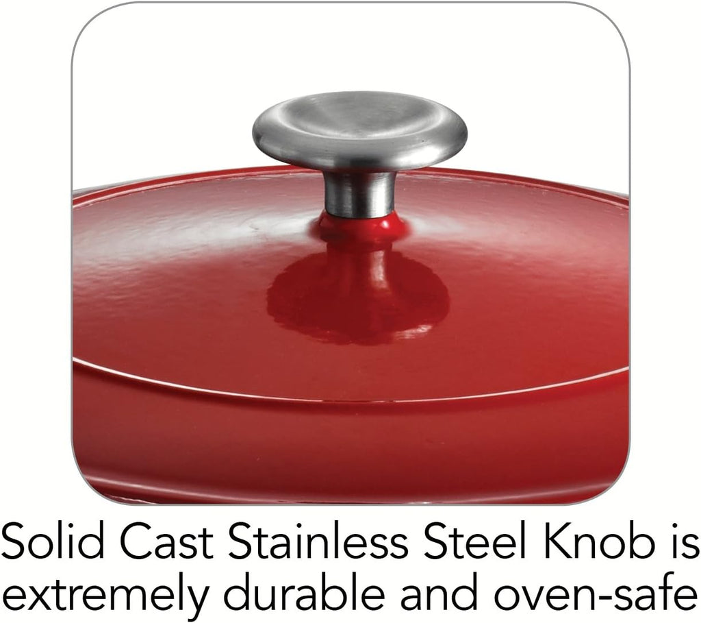 Gradated Red Enameled Cast Iron 6.5-Quart Covered Round Dutch Oven A481