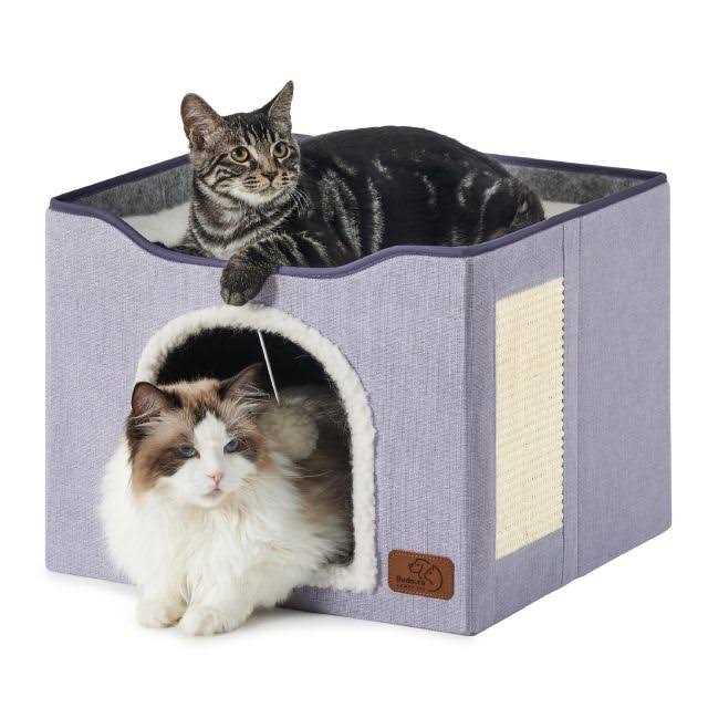 Large Cat Cave with Fluffy Ball Hanging and Scratch Pad L865072