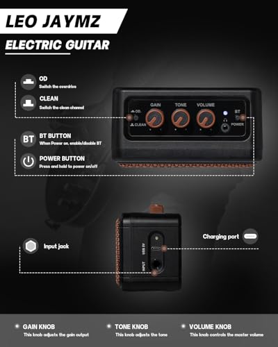 39" Full Size ST Style Electric Guitar Starter Kit with SSH Pickup, 5W Portable Amp, Tuner, Gig Bag, Strap & Accessories V194988