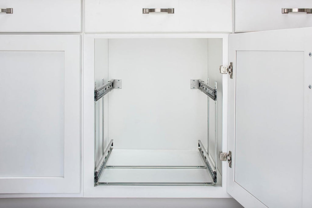 Two-Tier Steel Wire Pullout Cookware Cabinet Organizer E73431