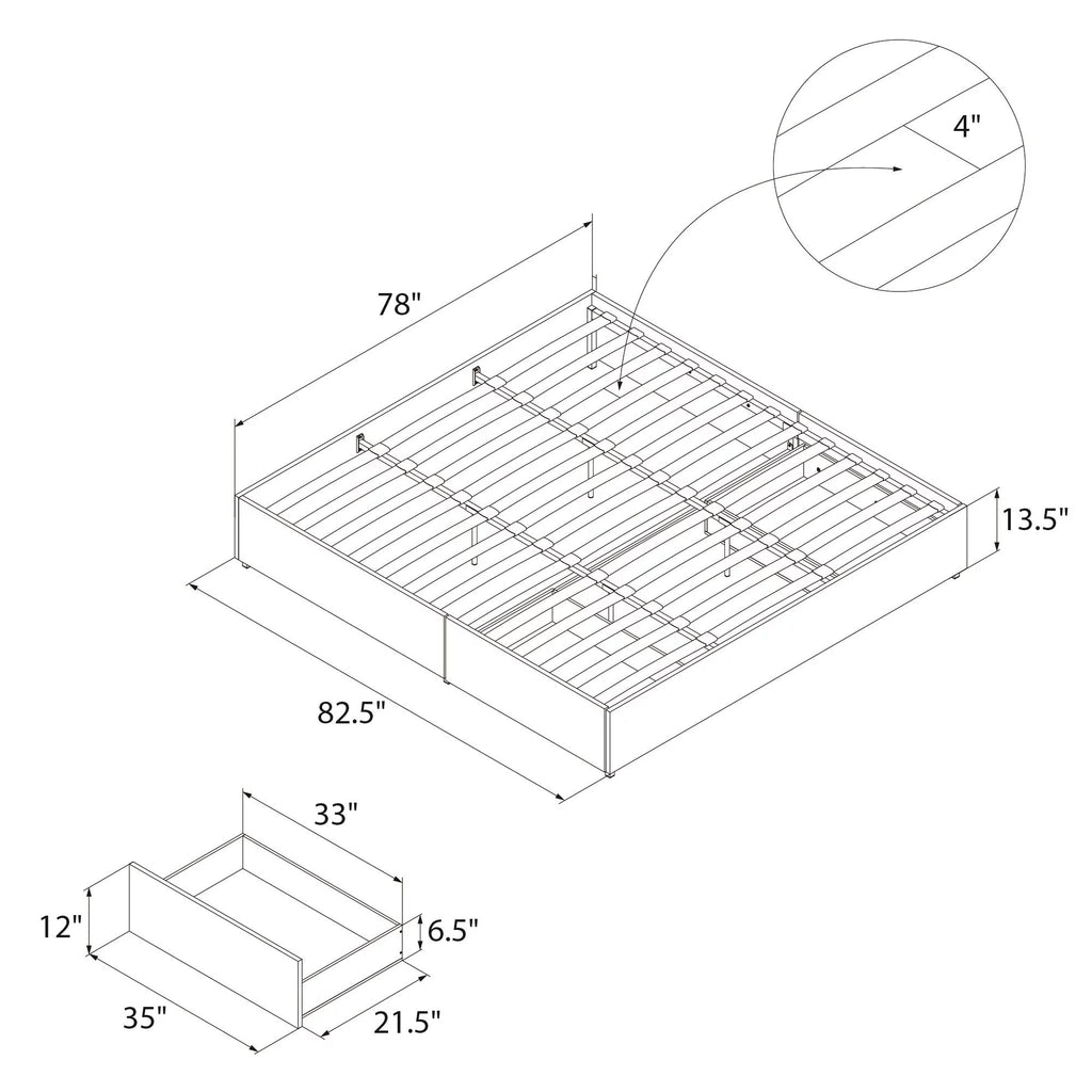 Gray Linen King Platform Bed with Storage B486