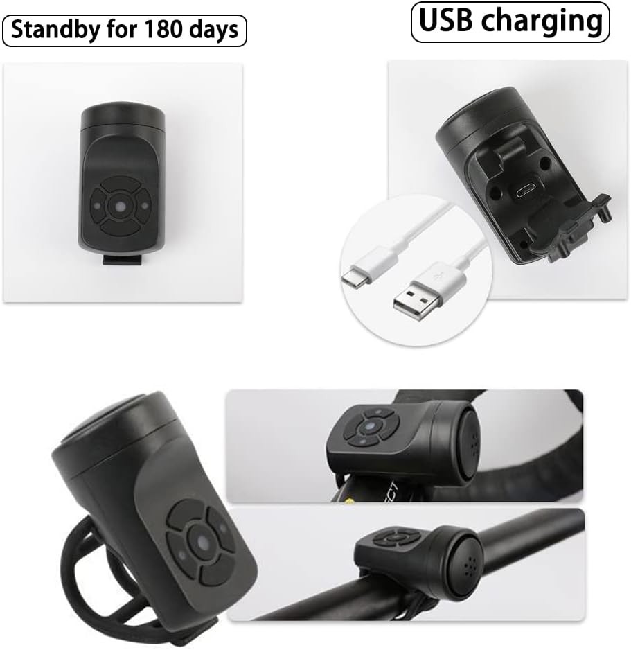 120Db USB Rechargeable Electric Bike Horn with 4 Sound Modes M60379
