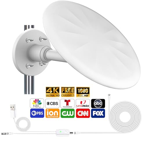 Outdoor TV Antenna, 720° Long Range Omni Directional Reception Digital HD Antenna with Super Signal Booster, 35ft HDTV Cable R363959
