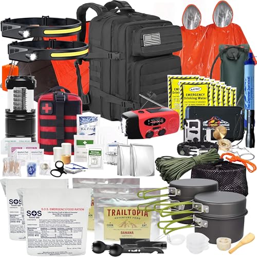 72 Hour Survival Backpack with Supplies Bug Out Bag Backpack Emergency Backpack with Complete Tactical Survival Kit H9644
