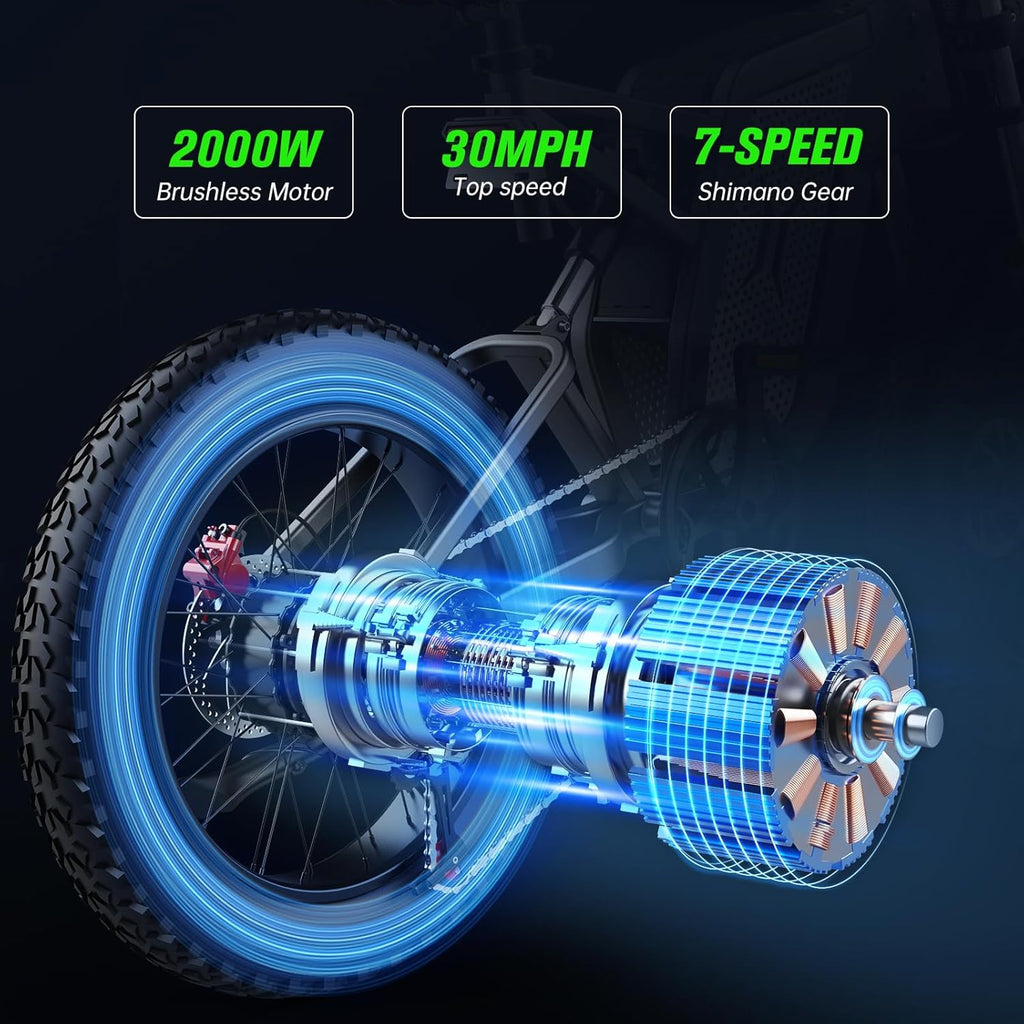 2000W 35AH Removable Battery 20" Mountain Electric Bike U4010