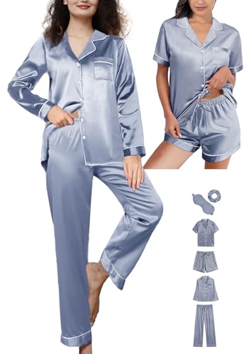 6Pcs Silk Satin Pajamas Set G900