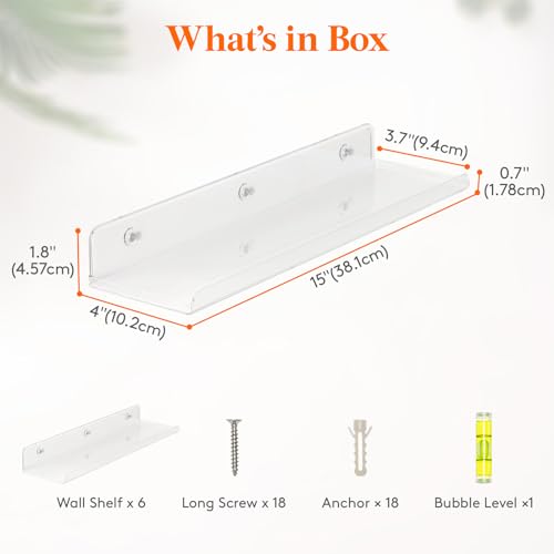 10 Pack White Acrylic Shelf 15" V643574