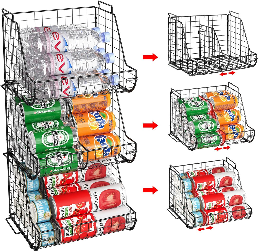 3 Tier Can Dispenser with 3 Divider, Wire Bins H4092