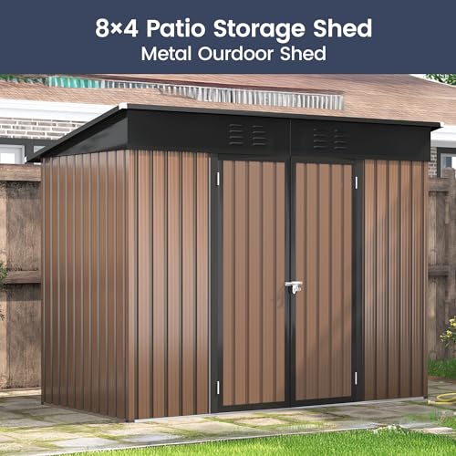 Gray White 6 x 6 FT Resin Outdoor Storage Shed with Floor F93440