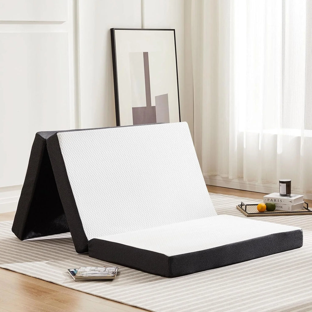 4 Inch Tri Folding Memory Foam Mattress with Breathable Cover O6508