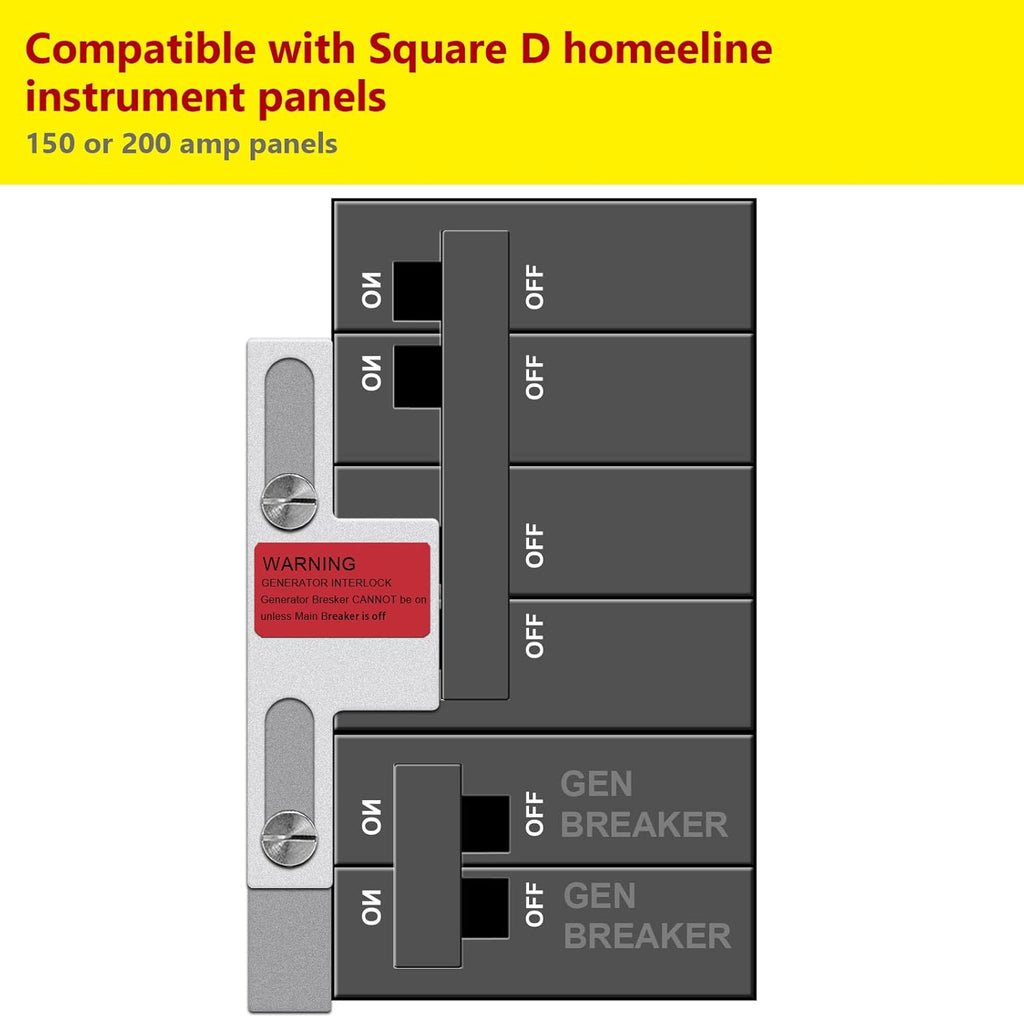 Generator Interlock Kit for Square D Homeline Meter Main 150 or 200 amp Breaker, Pack of 2 H453
