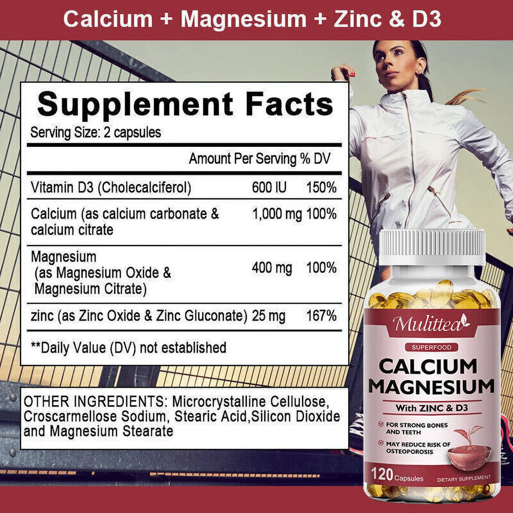 60 Vegetarian Tablets Zinc Calcium Magnesium Vitamin D Supplement N4160