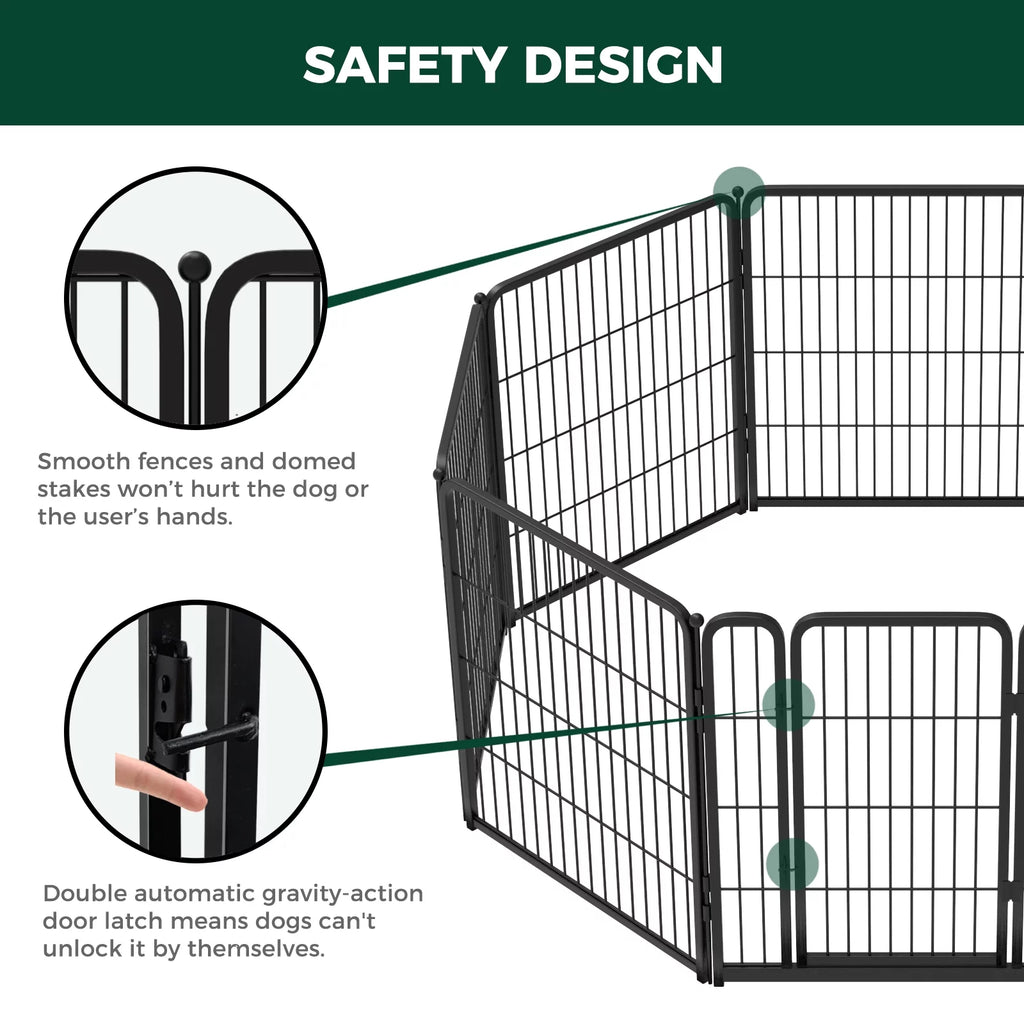 8 Panel 32" Height Dog Playpen with Silicone Foot Pads and Muffler Tubes Q874