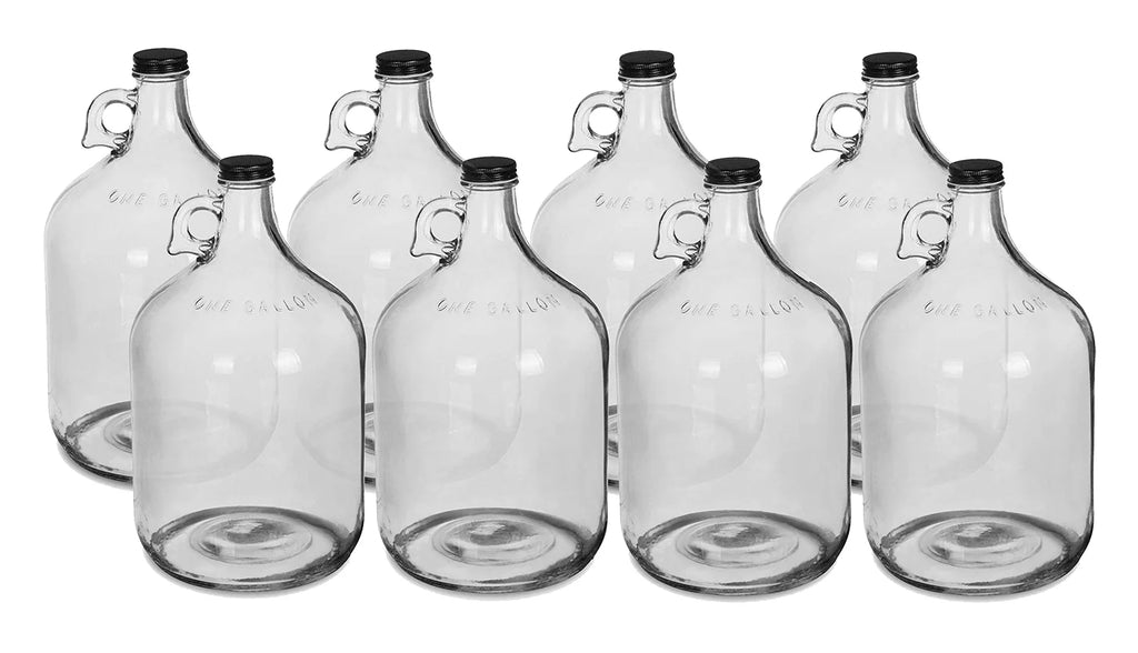 One Gallon Glass Jug with Black Metal Screw Cap (Set of 8) D90491