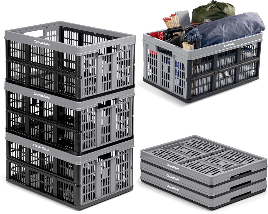 3PK 45L Collapsible Plastic Storage Bins T290544