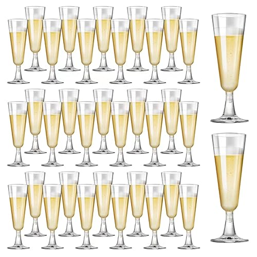 40 Pcs Gold Glitter Plastic Champagne Flutes P591