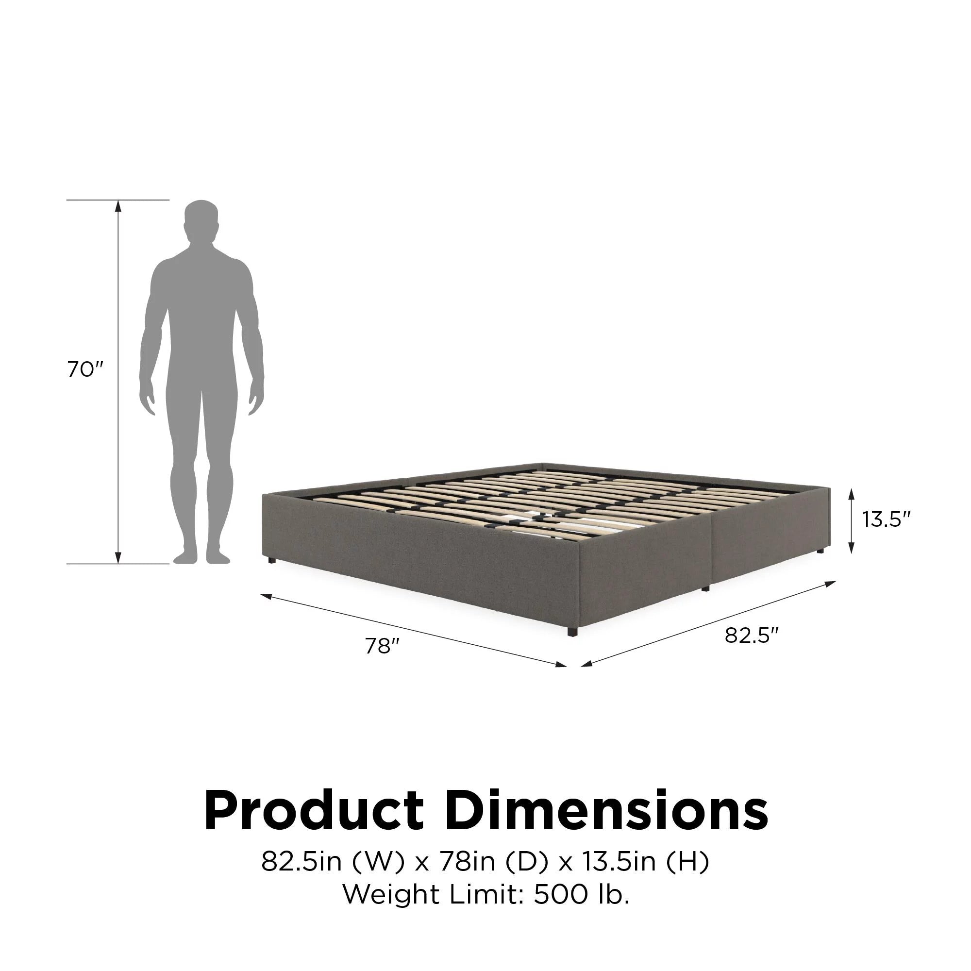 Gray Linen King Platform Bed with Storage B486