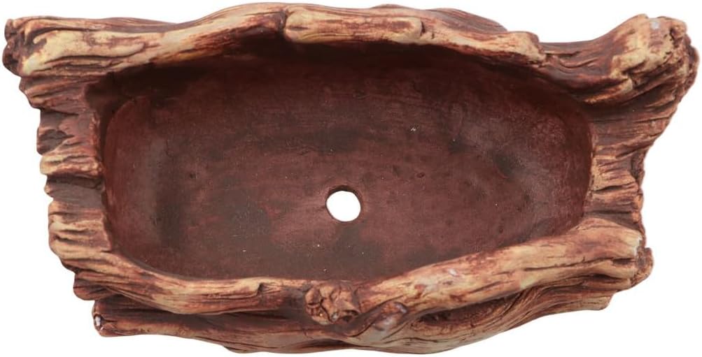 Imitation Wood Stump Shape Planter with Drainage Hole U995724