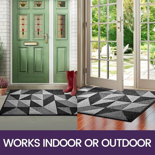Black Non Slip Washable Absorbent Low-Profile Entrance Mat, 24"X36" Q125