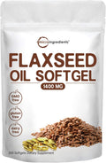 Flaxseed Oil 1400mg Softgels, 300 Counts, Cold Pressed, Non-GMO K47787