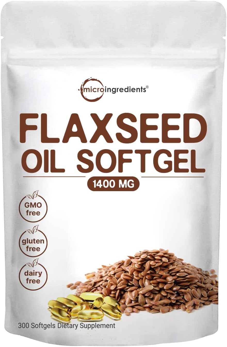 Flaxseed Oil 1400mg Softgels, 300 Counts, Cold Pressed, Non-GMO K47787