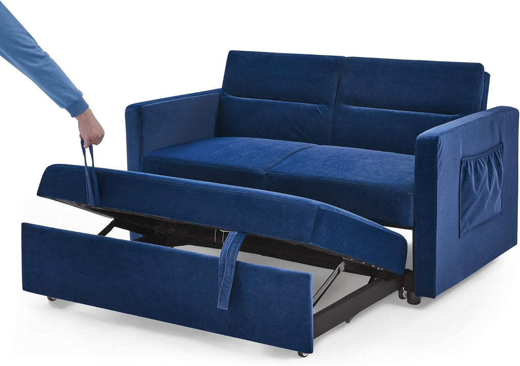 Blue 54.5" Convertible Sofa Bed W354040