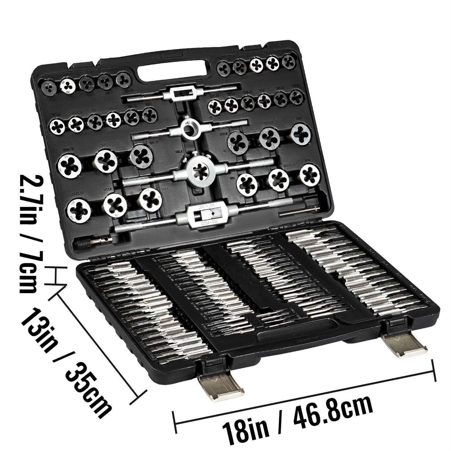 110 Pcs Metric Tap and Die Set M2-M18 Tungsten Steel Titanium with Storage Case L535007