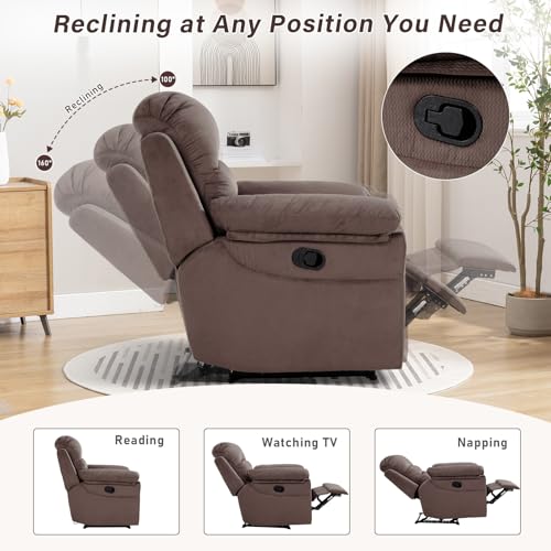 Breathable Fabric Cloth Single Recliner Chair with Padded Backrest and Armrests J65692