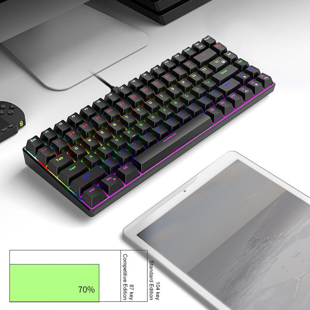 84 Key RGB Luminous Mechanical Keyboard USB C Wired 70% Compact Waterproof Keyboard J7163
