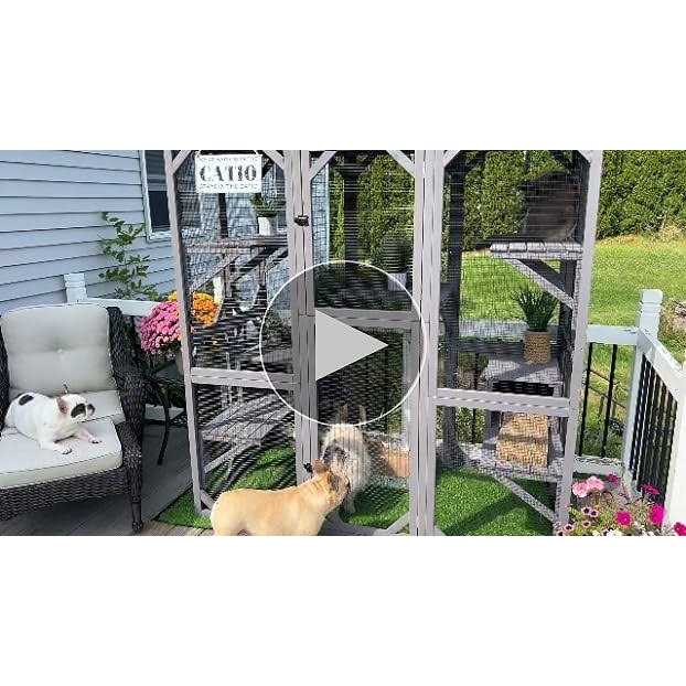 Large Cat House Outdoor Cat Enclosure Indoor Cage Kitty Condo Playpen with Door O668280