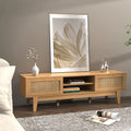 Rattan Sliding Doors Low Profile Television Stand 59 Inch U954805