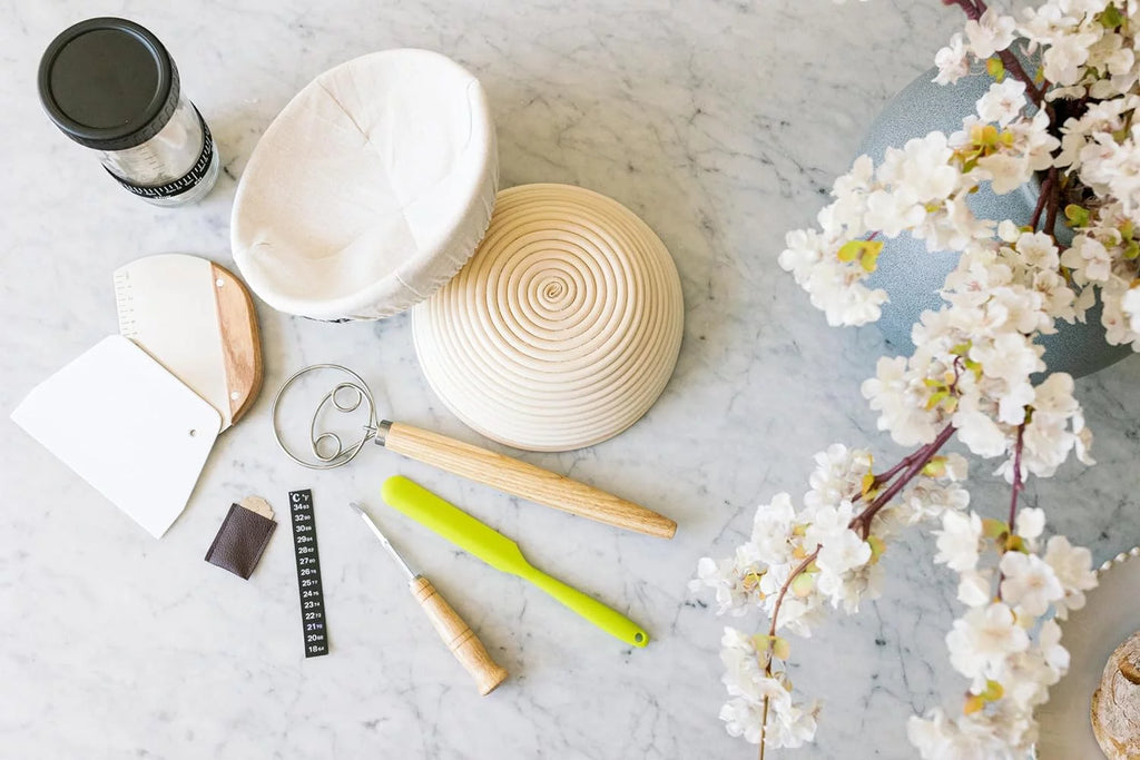 Sourdough Bread Baking Kit with Starter Jar and Banneton Bowl Basket T85851