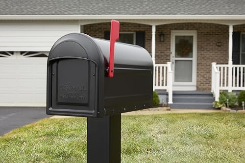 Galvanized Steel Post Mount Mailbox, Black, Large Capacity H573474