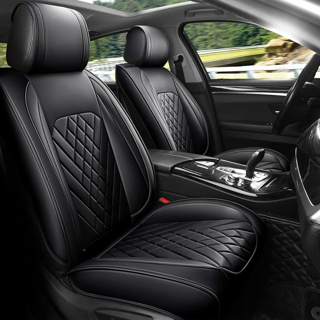 Grey Leather Car Seat Cover Full Set for 5 Seats E610