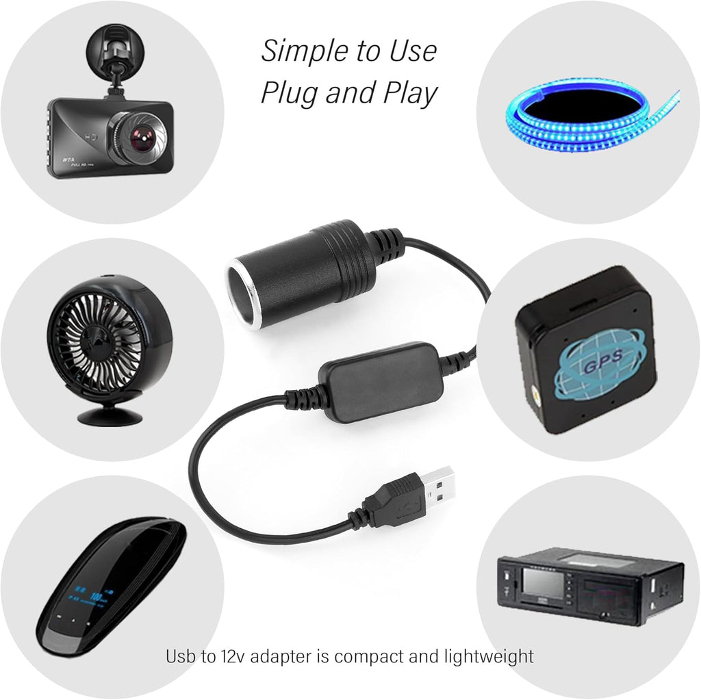 2PCS USB to Cigarette Lighter Adapter 12V F865