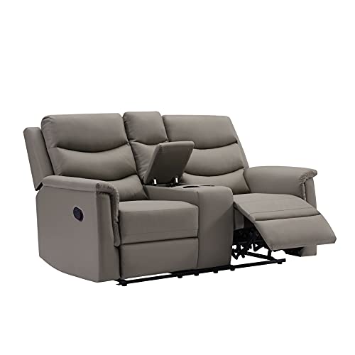 Gray Double Recliner Sofa with Cup-Holder S26779