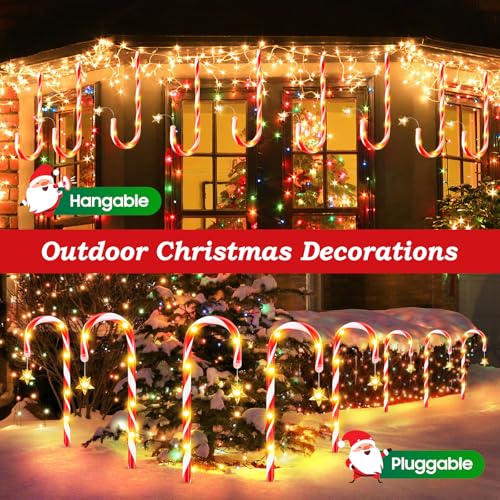 24 Pack Solar Candy Cane Lights Outdoor Christmas Decorations B477659