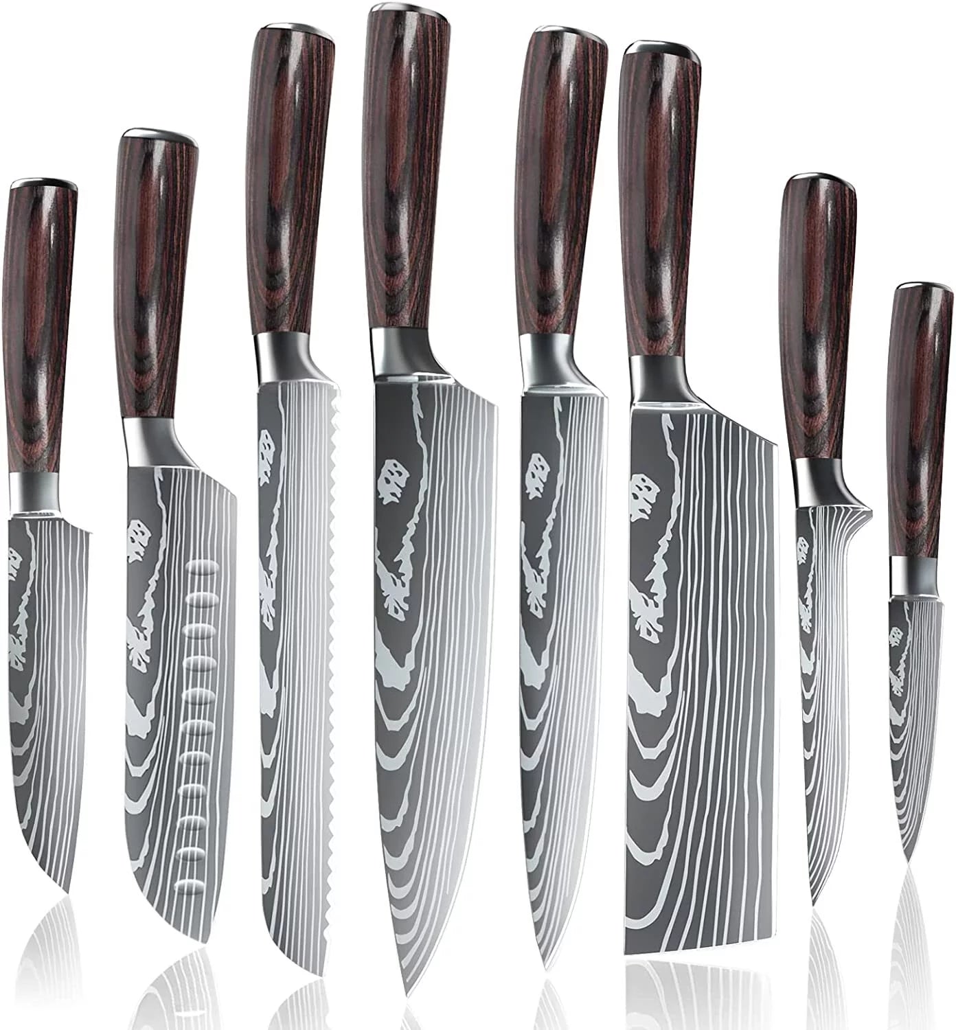 8 Pieces 3.5-8 Inch 440A Stainless Steel Kitchen Chef Knife Set V627630