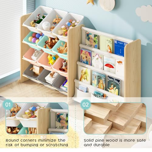 12 Bin 4 Shelf Toy Storage Organizer with Bookshelf P521