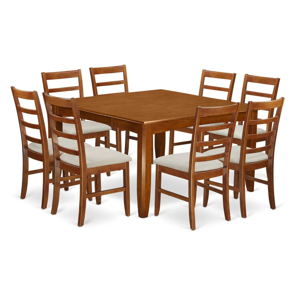 9 Pc Square Dining Table with Leaf and 8 Dining Chairs R998
