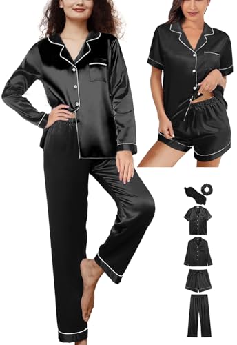 6Pcs Silk Satin Pajamas Set G900