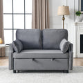 Grey Velvet Upholstered Recliner Bed with Pull-Out Sleeper Sofa Folding Loveseat N535