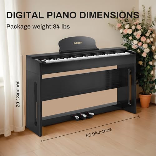 88-Key Weighted Hammer Action Digital Piano with Speakers, Furniture Stand and Triple Pedals A611