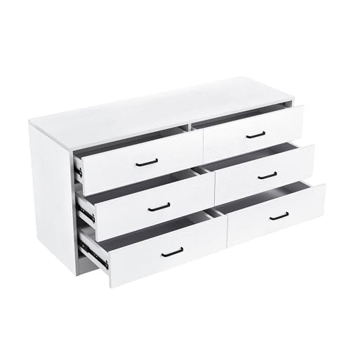 6 Drawer Wooden Dresser with Metal Handles P5063