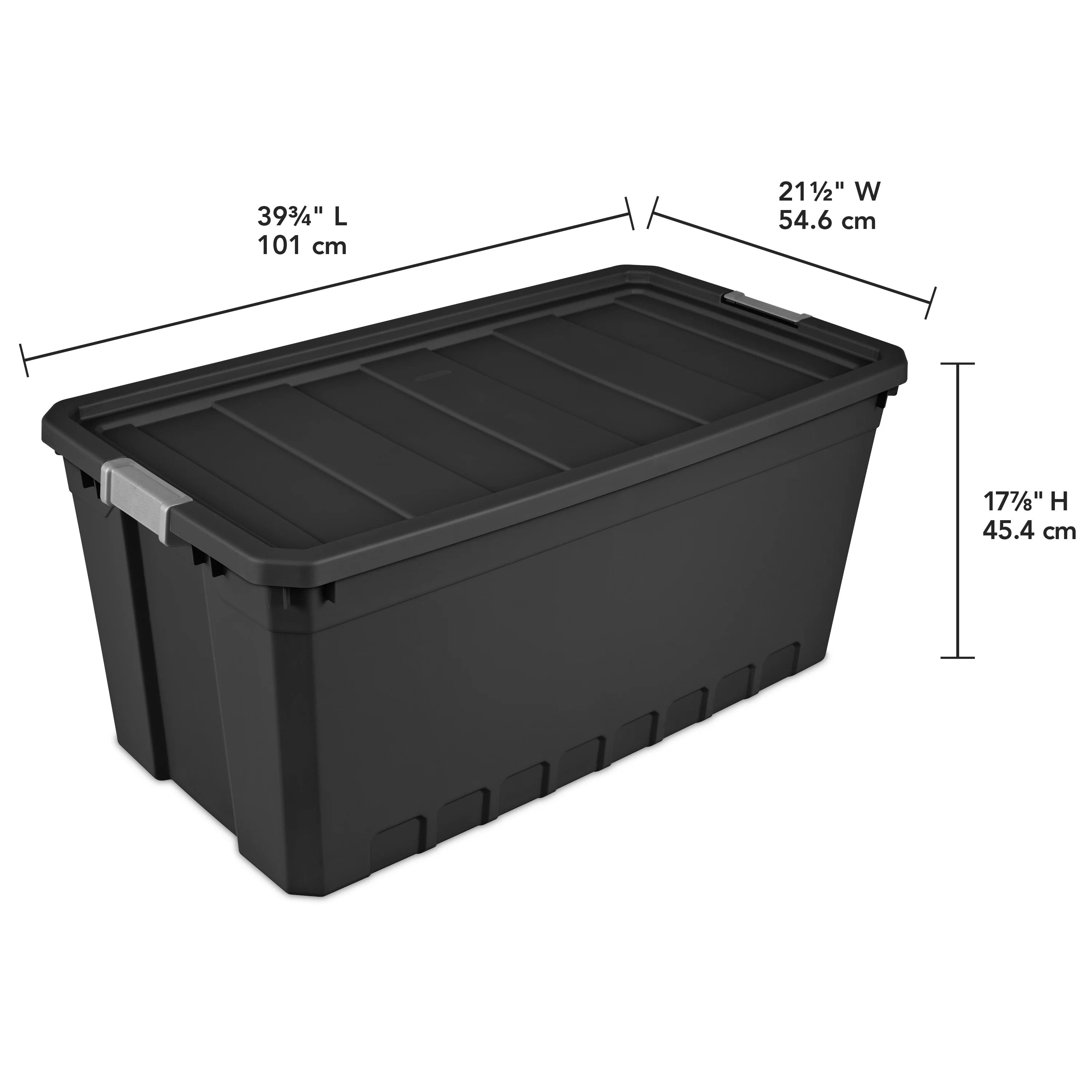 50 Gallon Black Plastic Stacker Tote Set of 3 B8752