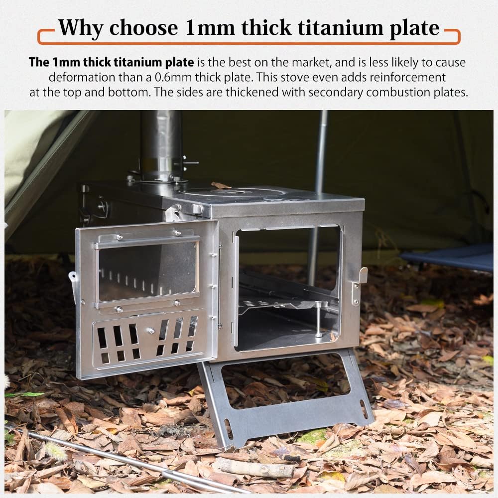 15inch Wood Burning Stove Folding Portable with 9.84ft Pipes Z530