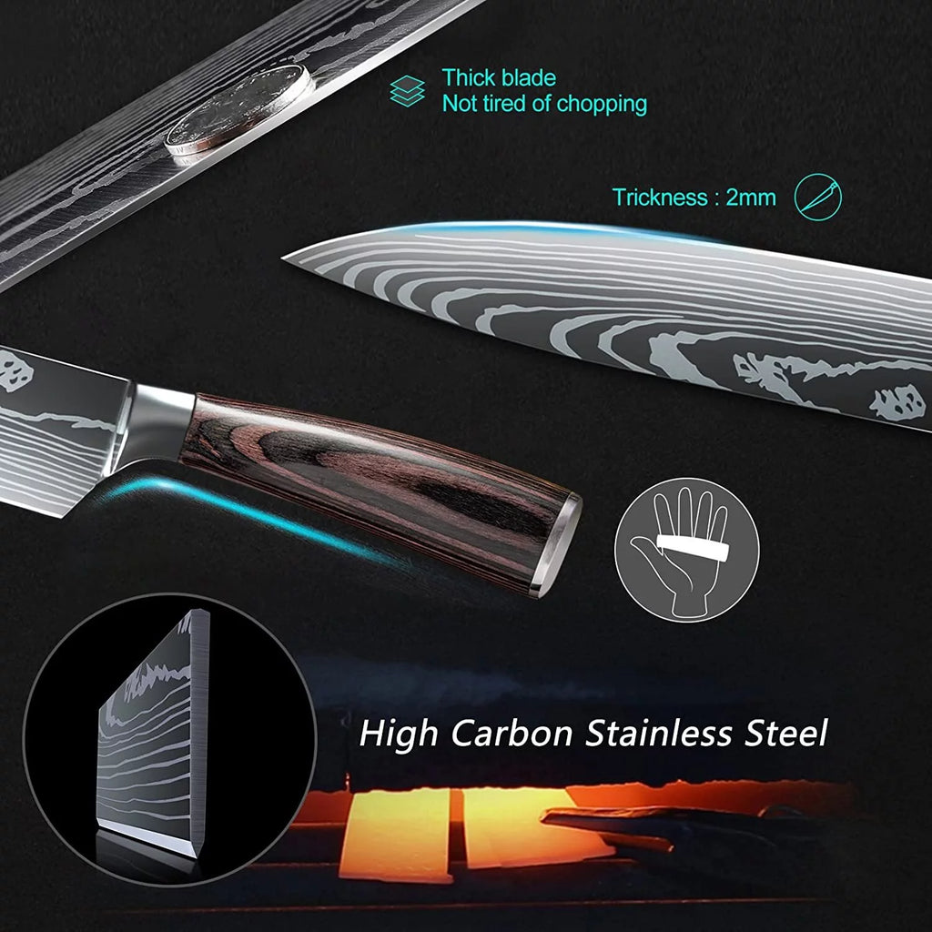 8 Pieces 3.5-8 Inch 440A Stainless Steel Kitchen Chef Knife Set V627630