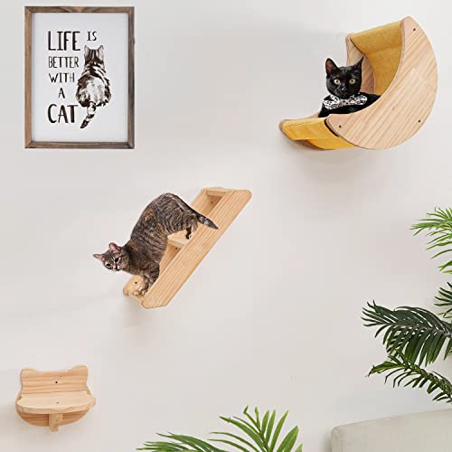 Solid Wood Cat Wall Shelves 3pcs/Set Q188